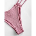 Miniatyrbilde 5 av 5: Kvinners Utskårne 2-delers badedrakt, Sexy High Cut Keyhole Bikini Tie Side String