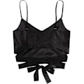 Miniatyrbilde 2 av 4: Kvinners Spaghetti Stropp Knute Bak Crop Top Wrap Cami Top
