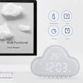 Miniatyrbild 5 av 9: Digital väckarklocka, söt molnformad netisk temperaturröstaktiveringsklocka för snooze (vit) Vit Vit