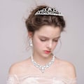 Miniatyrbillede 2 af 5: Bryllup Brude Brudepike Østrigsk Krystal Rhinestone Smykkesæt Statement