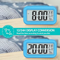 Miniatyrbillede 6 af 7: Vækkeur LED Digitalt Stort Display Snooze Nattelys Batteriur med Dato Kalender Temperatur til Hjemmekontor Rejse Soveværelse Skrivebord (Blå)