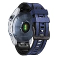 Miniatyrbillede 4 af 5: For Garmin Fenix 7 Quick Release Silikone Læder Rem HTK Dark Blue