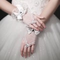 Miniatyrbild 1 av 3: Mesh Bow Bröllopshandskar Brudkrok Finger Diamond Bröllop