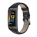 Miniatyrbild 1 av 4: För Fitbit Charge5 Mijobs Äkta Läder Slim Watch Band RIB Black