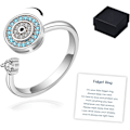Miniatyrbillede 1 af 5: S925 Sterling Sølv Onde Øje Fidget Ring - Roterende Anti-Angst Spinner Ring