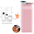 Pikkukuva 4 / 5: Kokoontaittuva juomapullo, BPA-vapaa - 590 ml kokoontaittuva juomapullo matkailuun, urheiluun, kolminkertaisesti tiivis, kevyt (Pinkki)