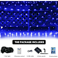 Miniatyrbillede 6 af 7: Solcelle Net Lights Udendørs Mesh Lights Blå, 192 LED Net Lights Jul, Vandtæt 19 Tilstande Solcelledrevne Træ Wrap Lights til Hegn, Have,