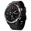 Miniatyrbillede 1 af 4: For Garmin Descent Mk 2 26mm Læder Stål Spænde Urrem RRI Black