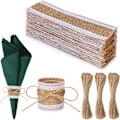 Miniatyrbilde 1 av 5: 100 stk blonder og lerretsringer til fest, lerrets serviettringer, DIY bryllupsdekorasjon for