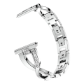 Miniatyrbillede 5 af 5: X-formet diamantbesat massivt rustfrit ståls urrem til Fitbit Versa Lite SOM Silver