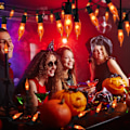 Miniatyrbillede 6 af 9: Halloween-lys flimrende flammelyskæde med 12 stk. C7 orange flammepærer (2 reserve), 12,8 fod orange flammelyskæde til indendørs