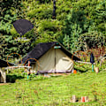 Miniatyrbillede 3 af 5: Militær poncho i multifunktionel rip-stop camouflage regnfrakke