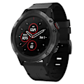 Miniatyrbillede 1 af 4: For Garmin Fenix 5x Plus 26mm Læderrem med Spænde i Rustfrit Stål EHH Black