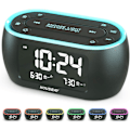 Miniatyrbild 1 av 6: Glow Liten väckarklockradio för sovrum med 7-färgad nattlampa, dubbelalarm, dimmer, USB-laddare, baery-backup, naptimer, FM-radio med svart