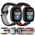 Miniatyrbild 4 av 5: Tvåfärgat perforerat andningsbart silikonarmband för Fitbit Versa 4 JQI Black-Red