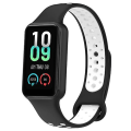 Miniatyrbild 1 av 5: För Amazfit Band 7 Loop Tvåfärgat Andningsbart Silikon Armband PVL Black-White