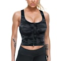 Miniatyrbillede 1 af 4: Sports BH med lynlås foran til kvinder - Langline Fitness Crop Tops Tank Gym Yoga Workout