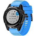 Miniatyrbild 2 av 5: Silikonarmband för klocka Fenix 5x 26 mm bredd Kompatibel med Fenix 5x/fenix 5x Plus/fenix 6x Pro Azure