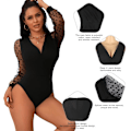 Miniatyrbild 4 av 5: Dam Långärmad Body Spets Leotard Teddy Underkläder Tanga Body Jumpsuit