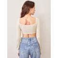Miniatyrbillede 2 af 5: Sød korsettop til kvinder med lange ærmer Crop Tops firkantet hals