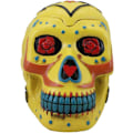 Miniatyrbilde 3 av 9: Retro Skull Style Hjemme Askebeger, Kompakt Kule Gravering Flamme Effekt Dekorativ Statue Resin Skulls and Crossbones Flammer Askebeger for Spooky Skeleton