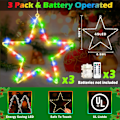 Miniatyrbild 5 av 5: Julgransfönsterlampor 3-pack batteridrivna LED-stjärnljus 8 lägen timer