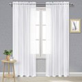 Miniatyrbilde 1 av 5: Hvite tyllgardiner, delvis transparente tyllgardiner med stanglomme for soverom og stue, 132 x 213 cm lange, 2-delt sett