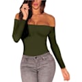 Miniatyrbilde 3 av 3: Kvinners langærmet body off shoulder leotard jumpsuits romper topper