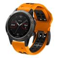 Miniatyrbild 4 av 5: För Garmin Fenix 6x Snabbkoppling Dubbel Rad Silikon Armband WUP Orange Black