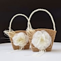 Miniatyrbilde 1 av 5: 2 stk. Burlap Blomsterpikekurver til bryllup - Romantisk bryllupsblomster