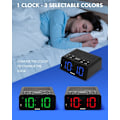 Miniatyrbild 2 av 7: Digital väckarklockradio med AM/FM-radio, flerfärgade 1,4-tums LED-siffror, förinställning, sömntimer och tydlig display med dimmer för sovrummet vid sängen,