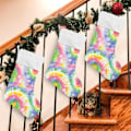 Miniatyrbillede 4 af 7: Jule-Strømpe, Personlige Jule-Strømper 2-pak Hippie Tie Dye Hvirvel Hvid Enhjørning 45,7 cm Jule-Strømper Hængende Ornament Pejs Til