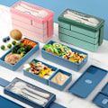 Miniatyrbillede 5 af 5: Bento Madkasser - Stablebar 3 Lag 4 Rum Madlavningsbeholder (1450ml)