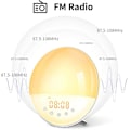 Miniatyrbillede 6 af 7: Solopgangs vækkeur, vækkeur med lys til børn, voksne og tunge sovende med dobbelte alarmer, snooze, 7 farver natlys, FM-radio, søvnhjælp med 6