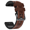 Miniatyrbillede 3 af 4: For Garmin Fenix 7x Tricolor Stitching Silikone Læder Rem SIV Coffee