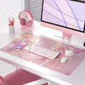 Miniatyrbillede 2 af 5: Stor musematte - Rose Gold Marble PU læder skrivebordsunderlag
