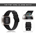 Miniatyrbillede 3 af 5: Kompatibel med Fitbit Versa 3-rem - Ægte læderrem til Fitbit Versa 3 og Versa Sense