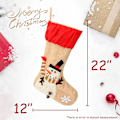 Miniatyrbilde 3 av 5: 3 stk store julekulesett i lin med rustikke snømann Rudolph-sokker med