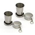 Miniatyrbild 1 av 5: Hopfällbar mugg i rostfritt stål med lock & nyckelring - 75ml/2.5oz Återanvändbar för camping, vandring, utomhus | 2-pack