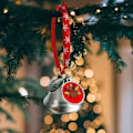Miniatyrbild 6 av 7: Söt tacksägelse kalkon silverklocka prydnad julgransklockor med rött snöre metall julgranshängande dekorationer för semesterfest kärleksklocka
