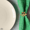Miniatyrbilde 4 av 5: 20 stk gull serviettringer - Serviettringer med blad til bryllupsdekorasjoner
