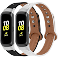 Miniatyrbilde 1 av 8: 2-pak lærreimer kompatibel med Galaxy Fit 2019 armbånd metallkontakter erstatningslærreimer for SM-R370 Galaxy Fit Watch-reimer