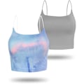 Miniatyrbillede 1 af 5: Kvinde Basic Solid Cami Spaghetti Dobbelt Lag Crop Tank Top