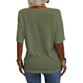 Miniatyrbilde 4 av 4: Kvinners sommermote V-hals halv ermer T-skjorte Solid Casual Loose Basic