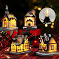 Miniatyrbillede 6 af 7: Julelandsbyhus Tilbehør Ledning med 5 LED-pærer, 9,5FT Juleblæsetilstand Lys, Sammenkædelig C7 Pære Klipslys til Håndværk