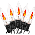 Miniatyrbilde 1 av 7: Flimrende flammelyssnor 10Ft Halloween C18 utendørs lyssnor, flimrende rav julelys med 10 E12 sokkelflammepærer for flamme