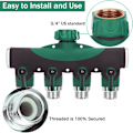 Miniatyrbillede 2 af 5: Have Splitter til vandslange 4-vejs - 3/4 tommer Heavy Duty Metal vandhane