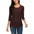 Miniatyrbilde 1 av 5: Kvinners Casual Rund Hals 3/4 Ermet Basic T-skjorte Solid Plain Bomull Topper