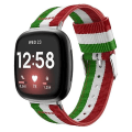 Miniatyrbillede 1 af 5: Universal Stripe Nylon Watch Band HKM til Fitbit Versa 4 / Sense 2 Red White Green