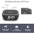 Miniatyrbild 3 av 6: Glow Liten väckarklockradio för sovrum med 7-färgad nattlampa, dubbelalarm, dimmer, USB-laddare, baery-backup, naptimer, FM-radio med svart